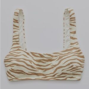 Aerie Pique Animal Print Wide Strap Scoop Bikini Top